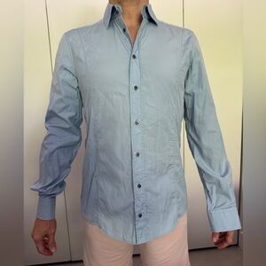 Gucci fitted Light Blue men Casual Button Down Shirt size 40 15 1/2 business